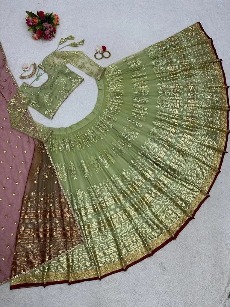 Indian Wedding Ethnic Net With Sequence Work  Lehenga Choli  & Blouse