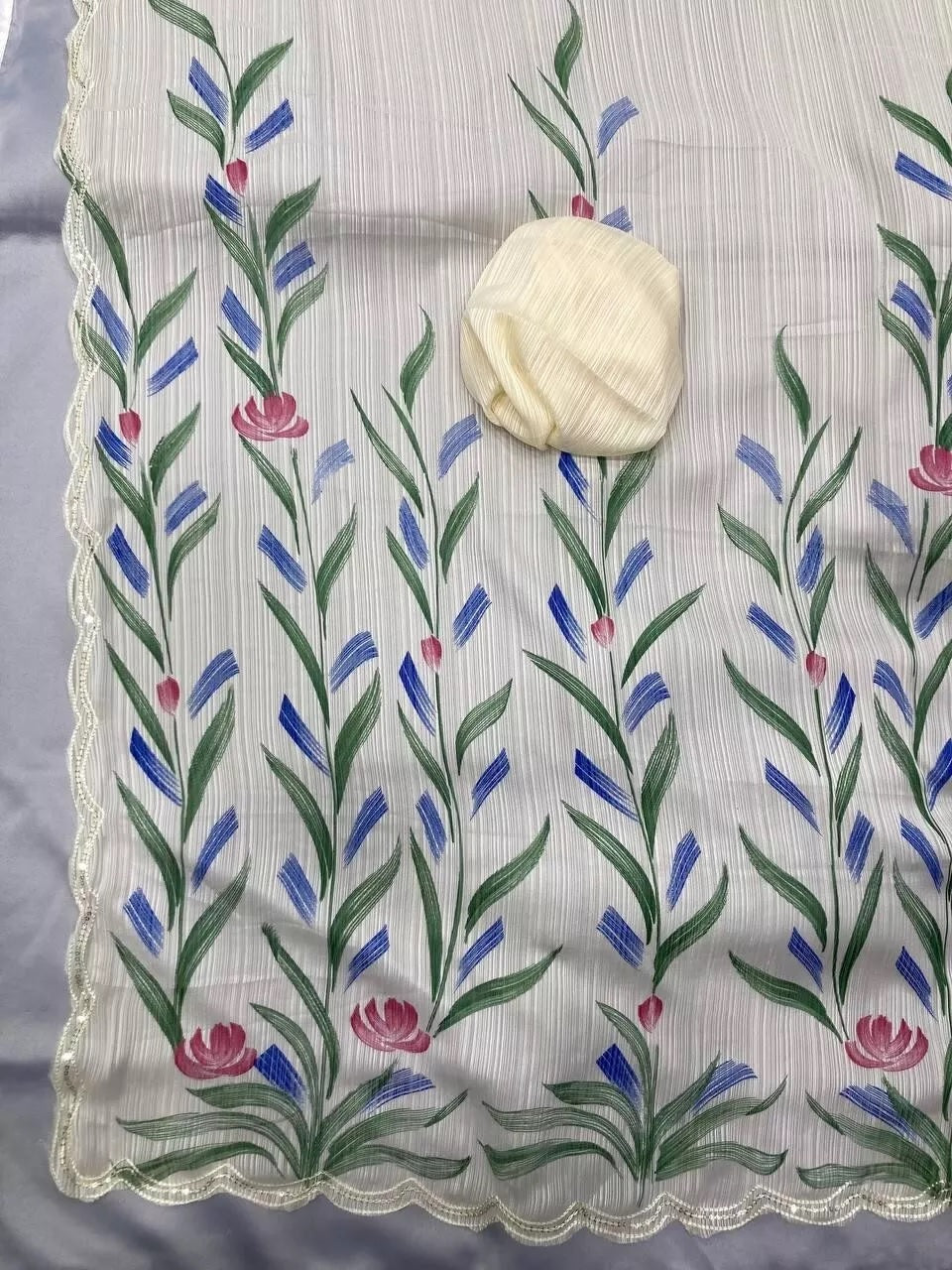 Indian Ethnic Wear Moss Chiffon Saree With Blouse, Traditional Sari