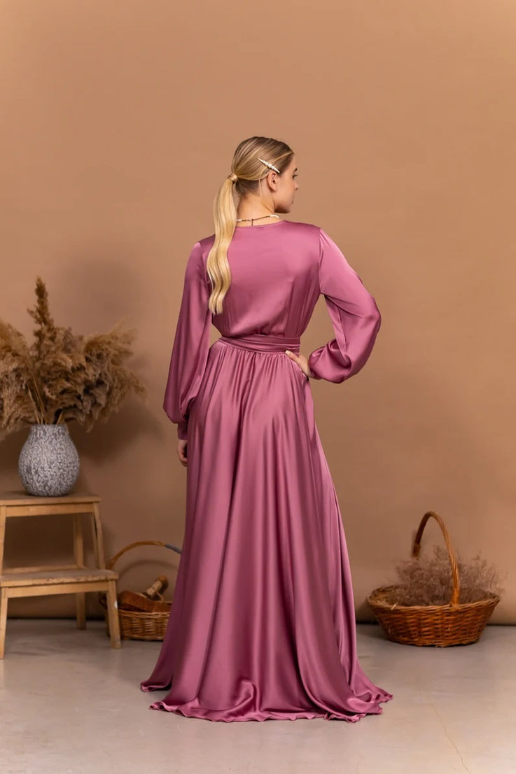 Bridesmaid Dress Long Dress V-Neck Maxi Flared Dress