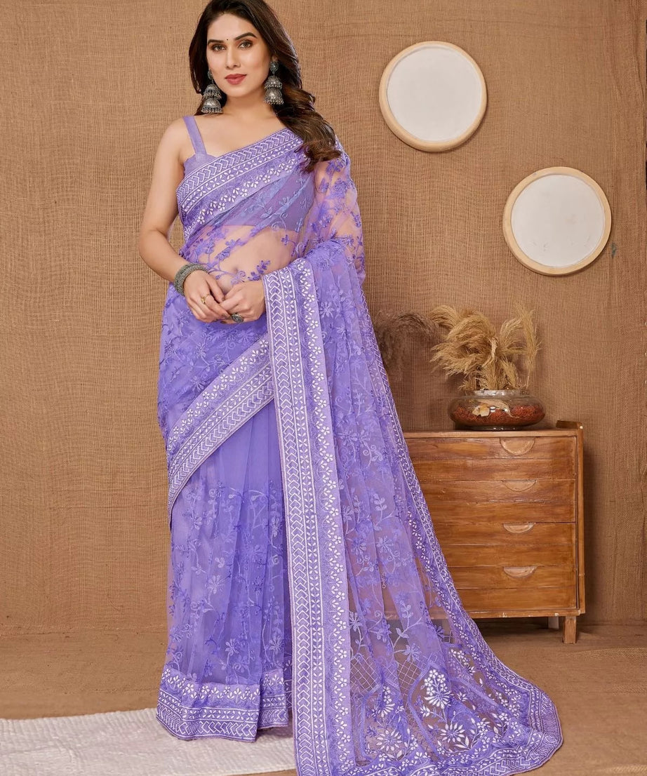 Heavy Soft Net Designer Saree,Party Wedding Classic Sari & Blouse