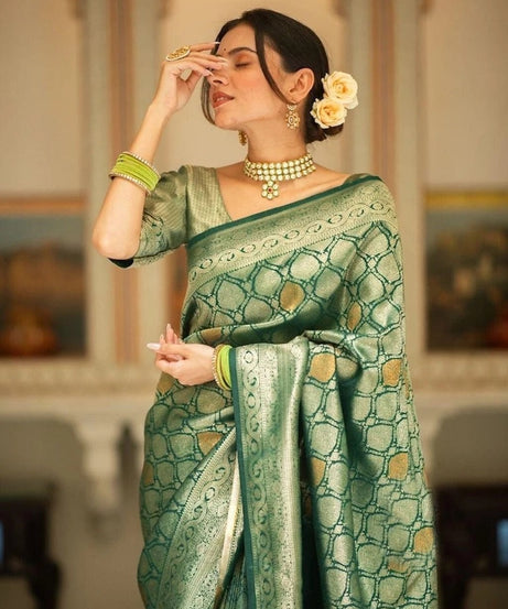Banarasi Soft Silk Wedding Party Wear Saree,Ethnic Classic Sari With Blouse