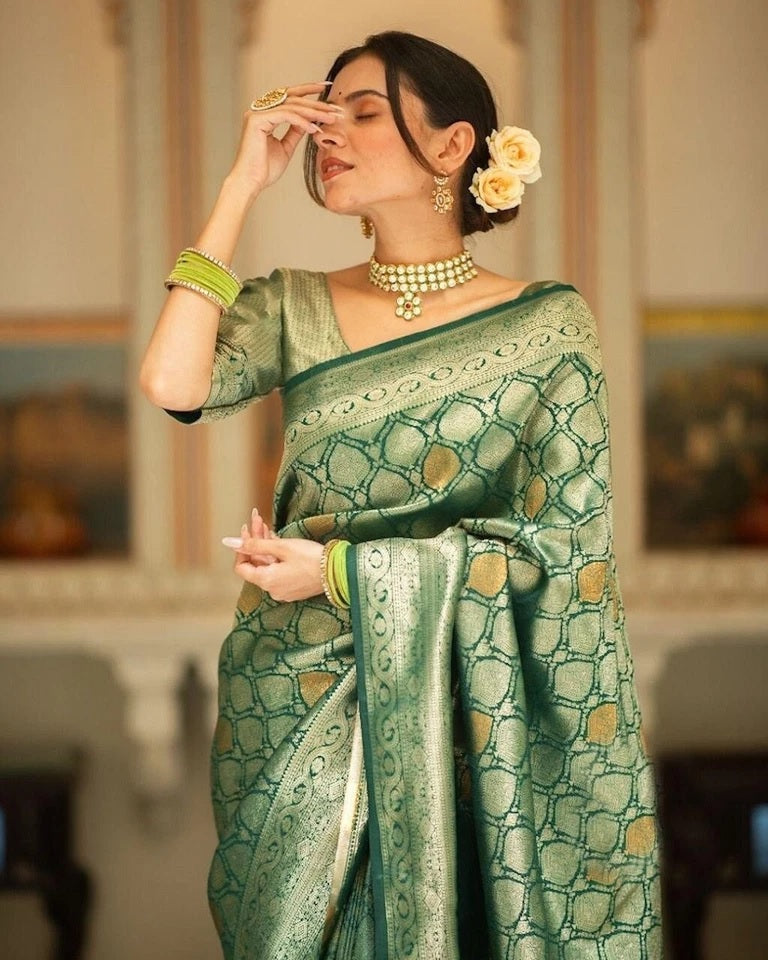 Banarasi Soft Silk Wedding Party Wear Saree,Ethnic Classic Sari With Blouse