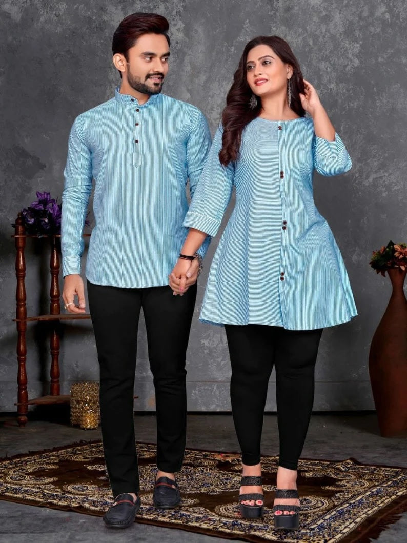 Premium Linen Cotton Couple Combo Set