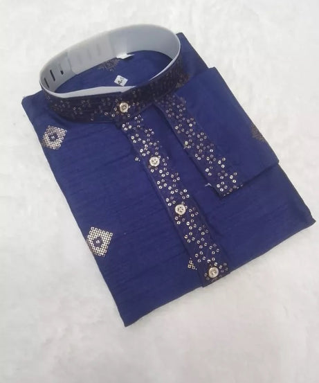 Ethnic Festival Classic Style Full Stitched Silk Men's Kurta & Pajama Set