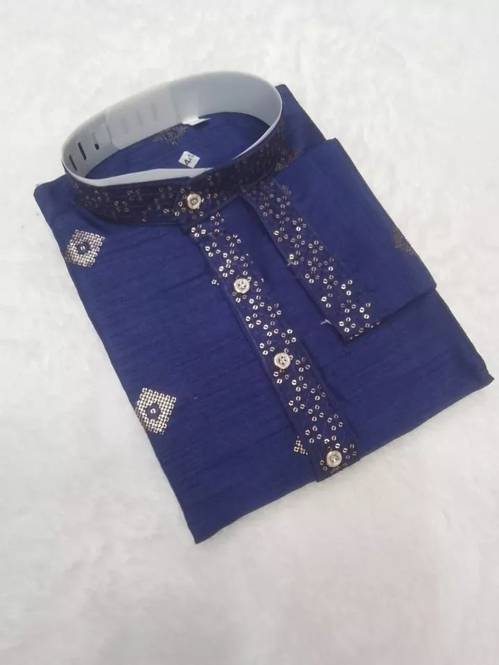 Ethnic Festival Classic Style Full Stitched Silk Men's Kurta & Pajama Set