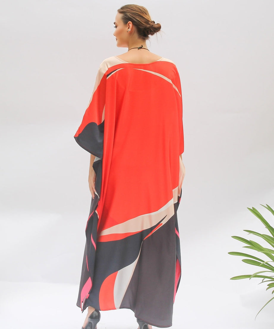 Soft Satin Silk Kaftan - Luxurious and Lightweight Lounge Women's Dress