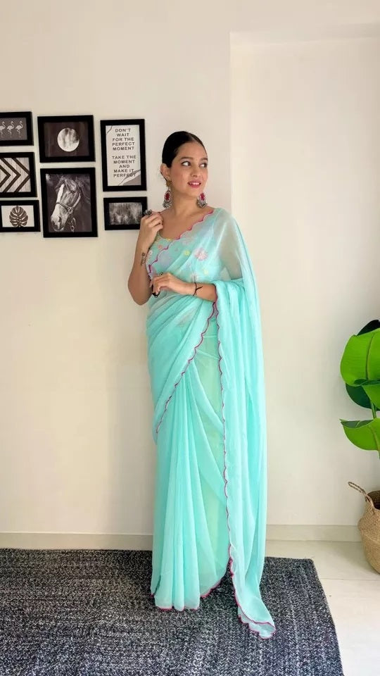 Soft Georgette Silk Saree With Blouse