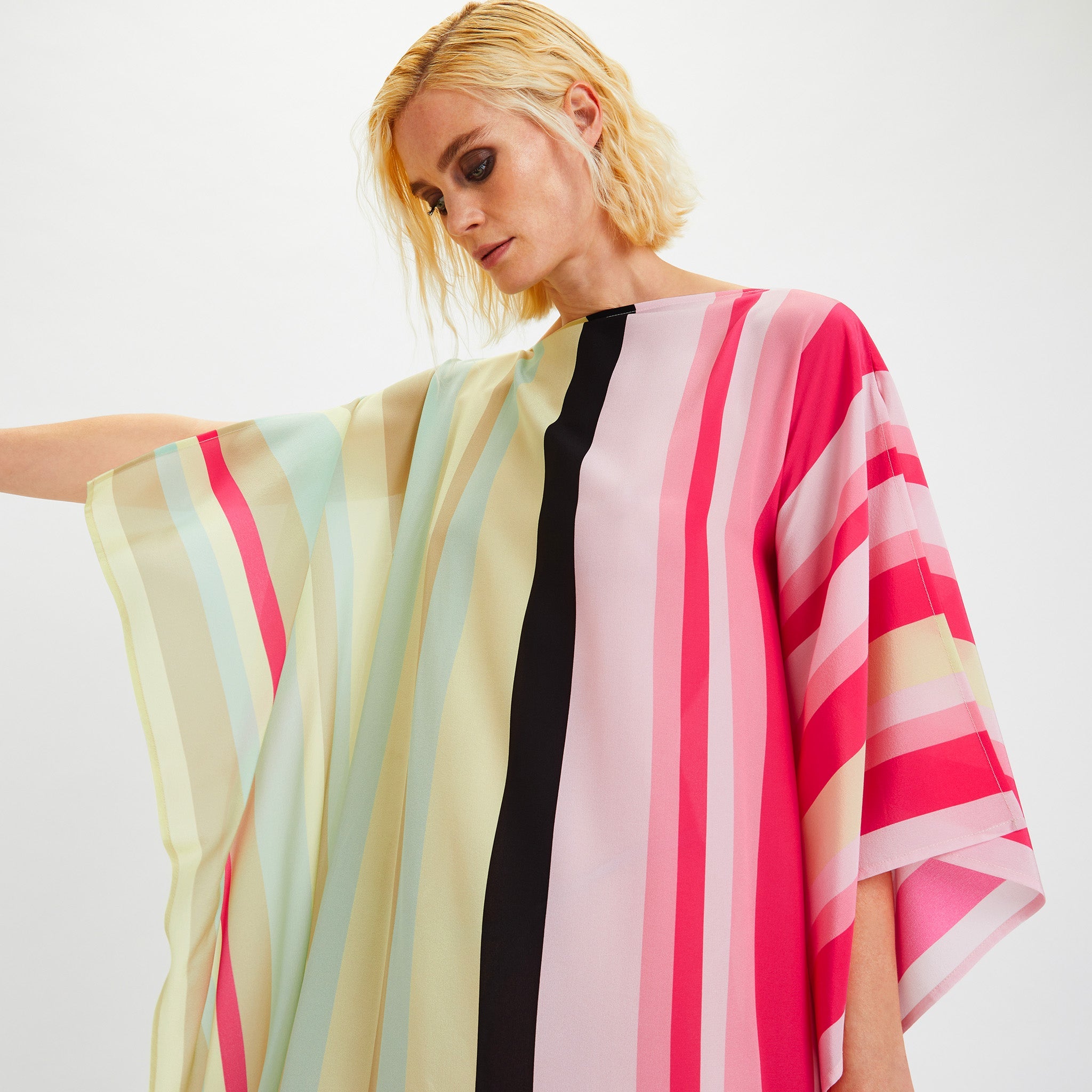 Lightweight Silk Crepe Kaftan Dress - Flowy and Stylish Caftan For Women's