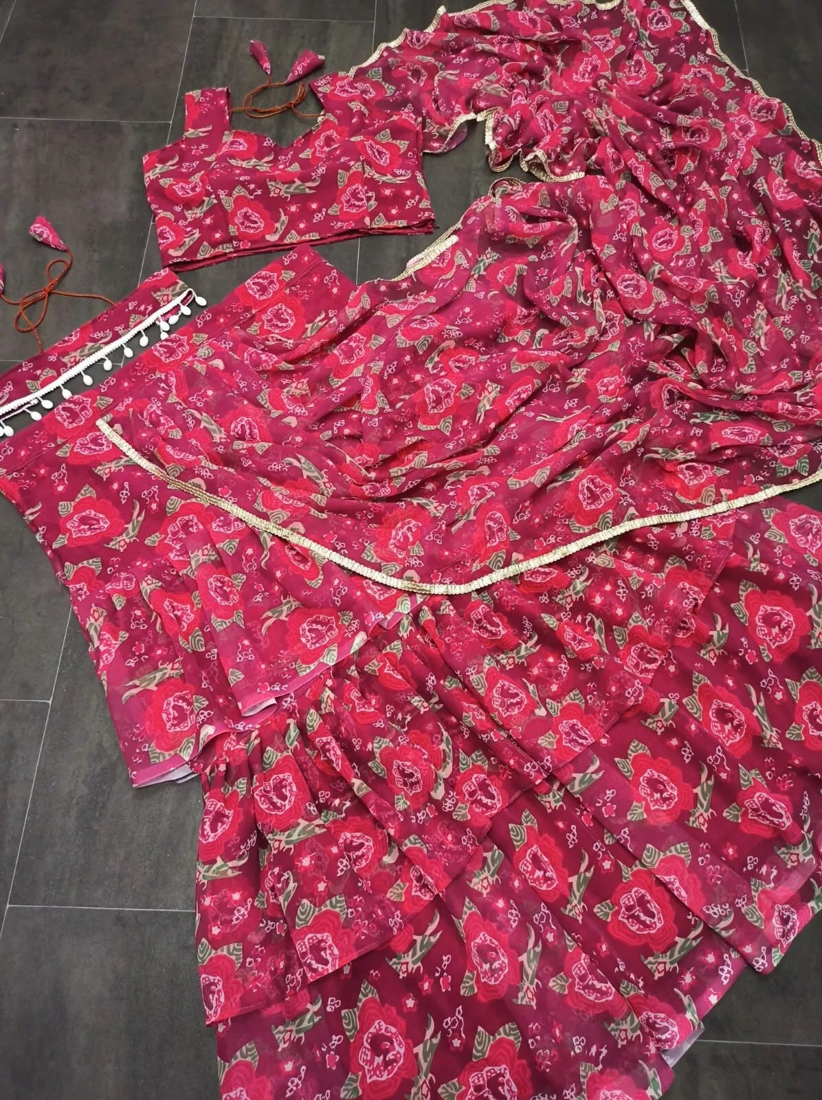 Georgette With Digital Print Lehenga Blouse With Blouse