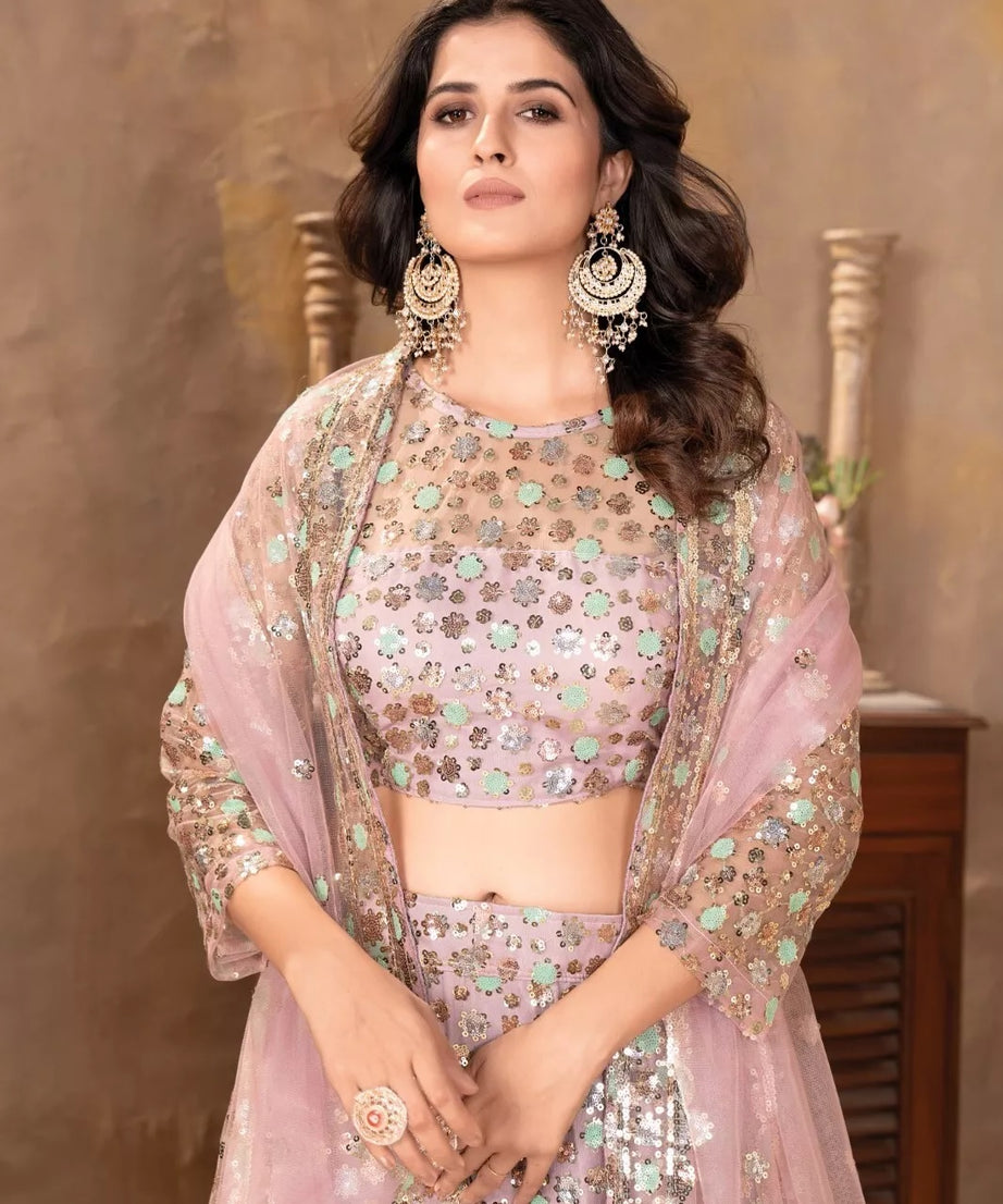 Embellished With  Sequence Work  Designer Lehenga Blouse & Dupatta