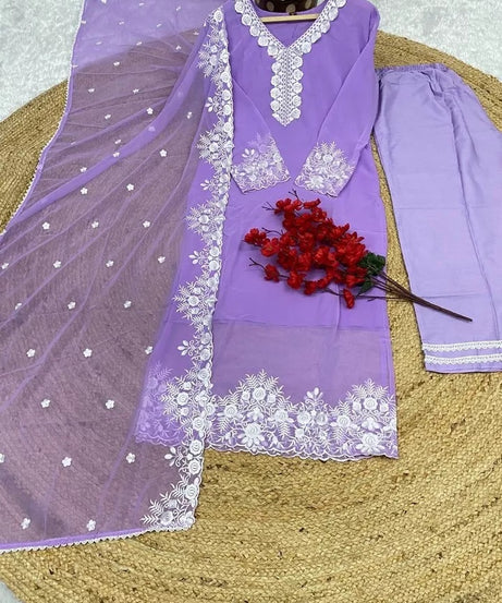 Classic Style Full Stitched Georgette Kurti Bottom With Dupatta