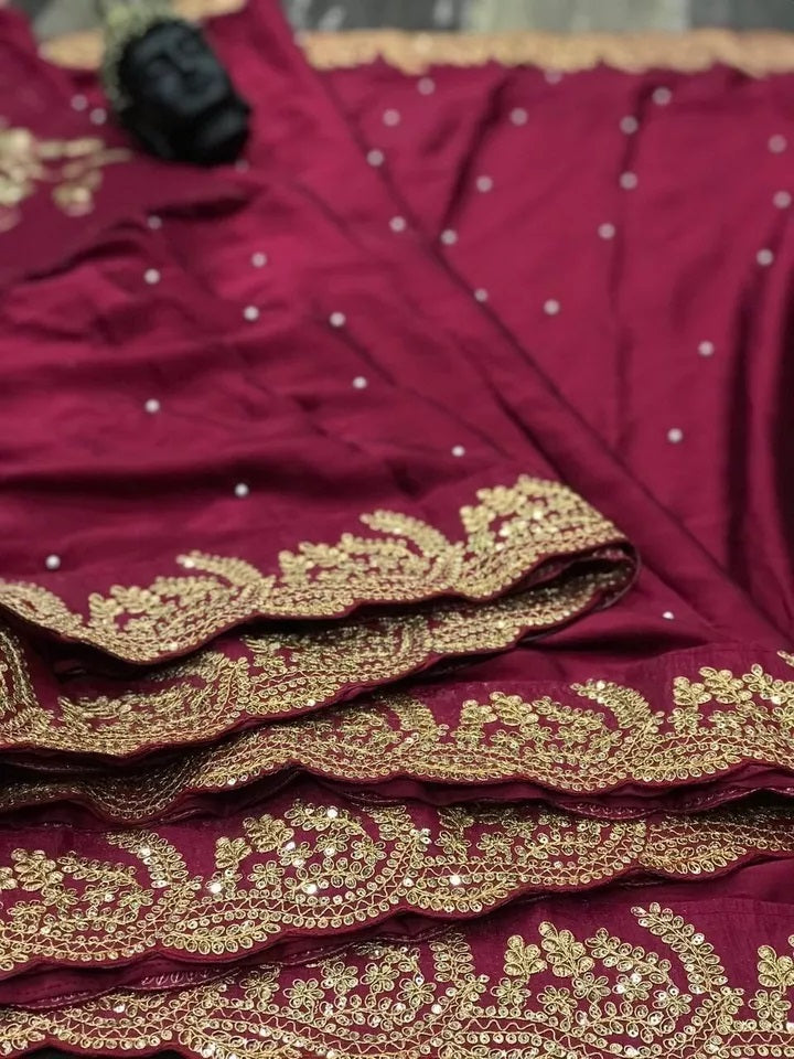 New Heavy Satin Silk Saree Blouse,Party Wedding Wear Sari