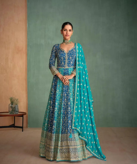 Traditional Pakistani Heavy Georgette Free Size Stitched Top Bottom Dupatta