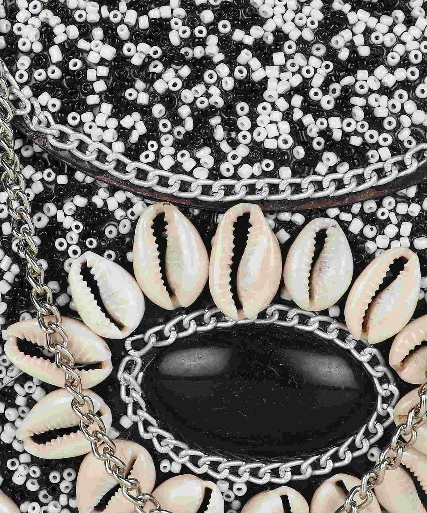 Mosaic Shell Embellished Metal Clutch