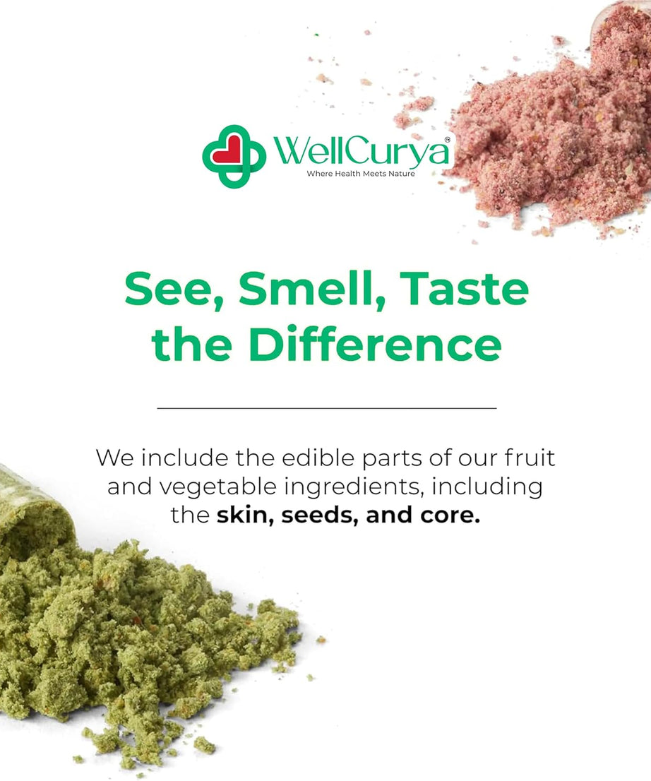 WELLCURYA Natural Fruits & Veggies Supplement – 90 Capsules for Daily Nutrition & Wellness