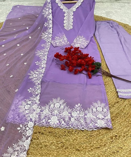 Classic Style Full Stitched Georgette Kurti Bottom With Dupatta