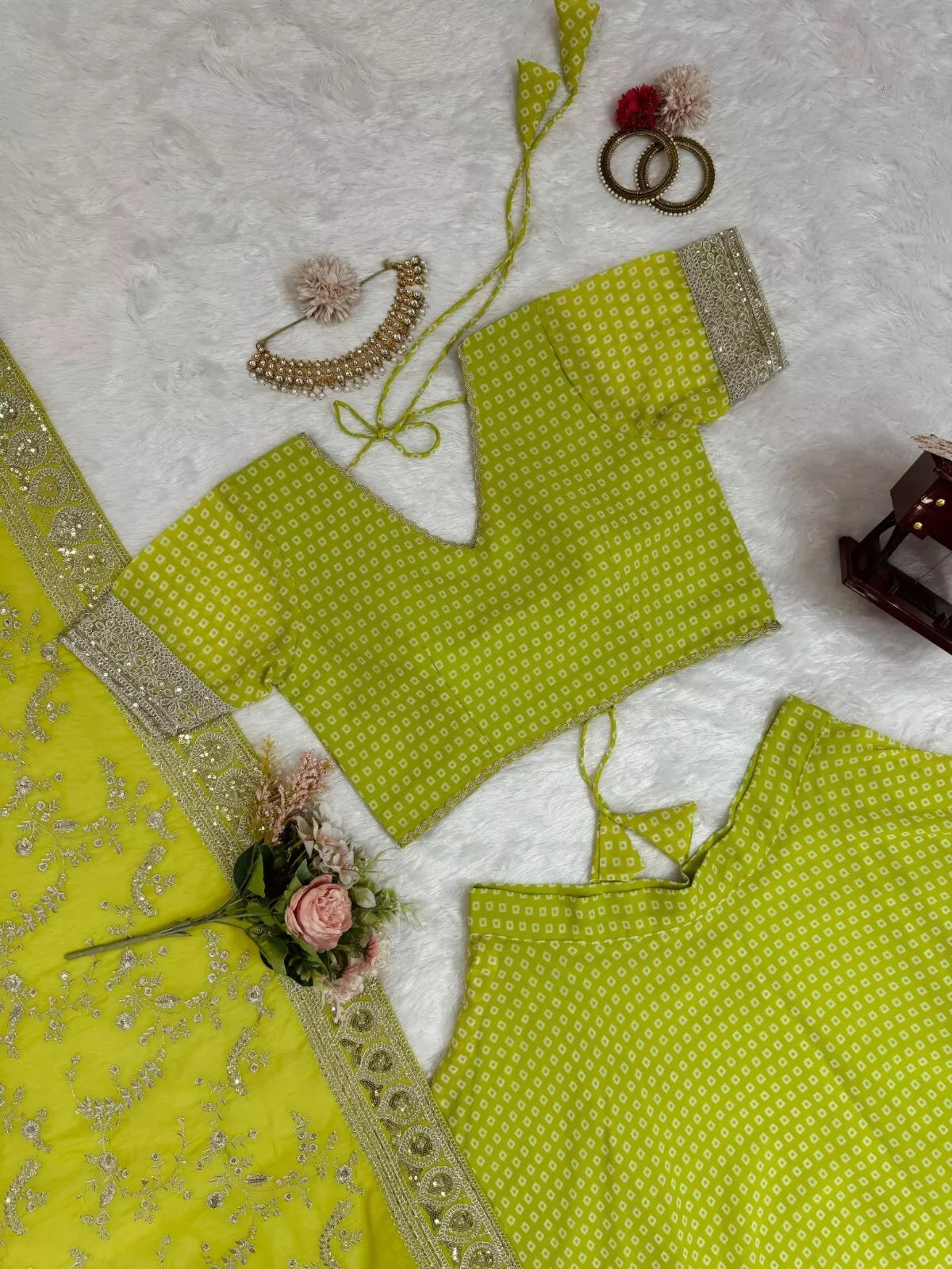 Georgette With Sequence & Digital Print Work Traditional Lehenga Blouse
