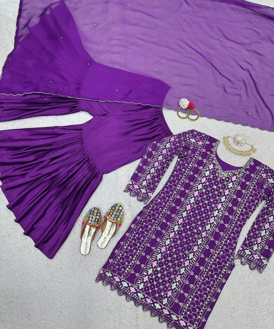 Chinon Silk & Sequence Work Salwar Kameez Dupatta