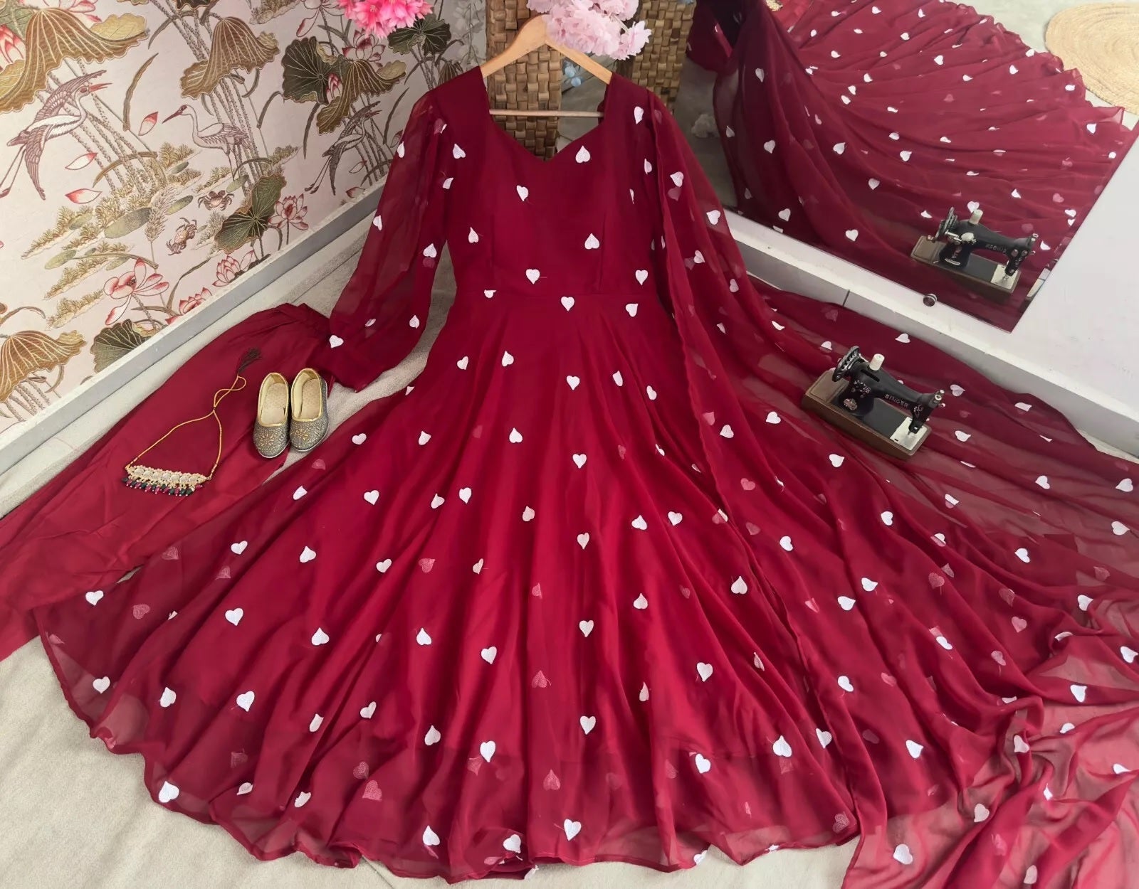 Faux Georgette Anarkali Gown Bottom & Dupatta