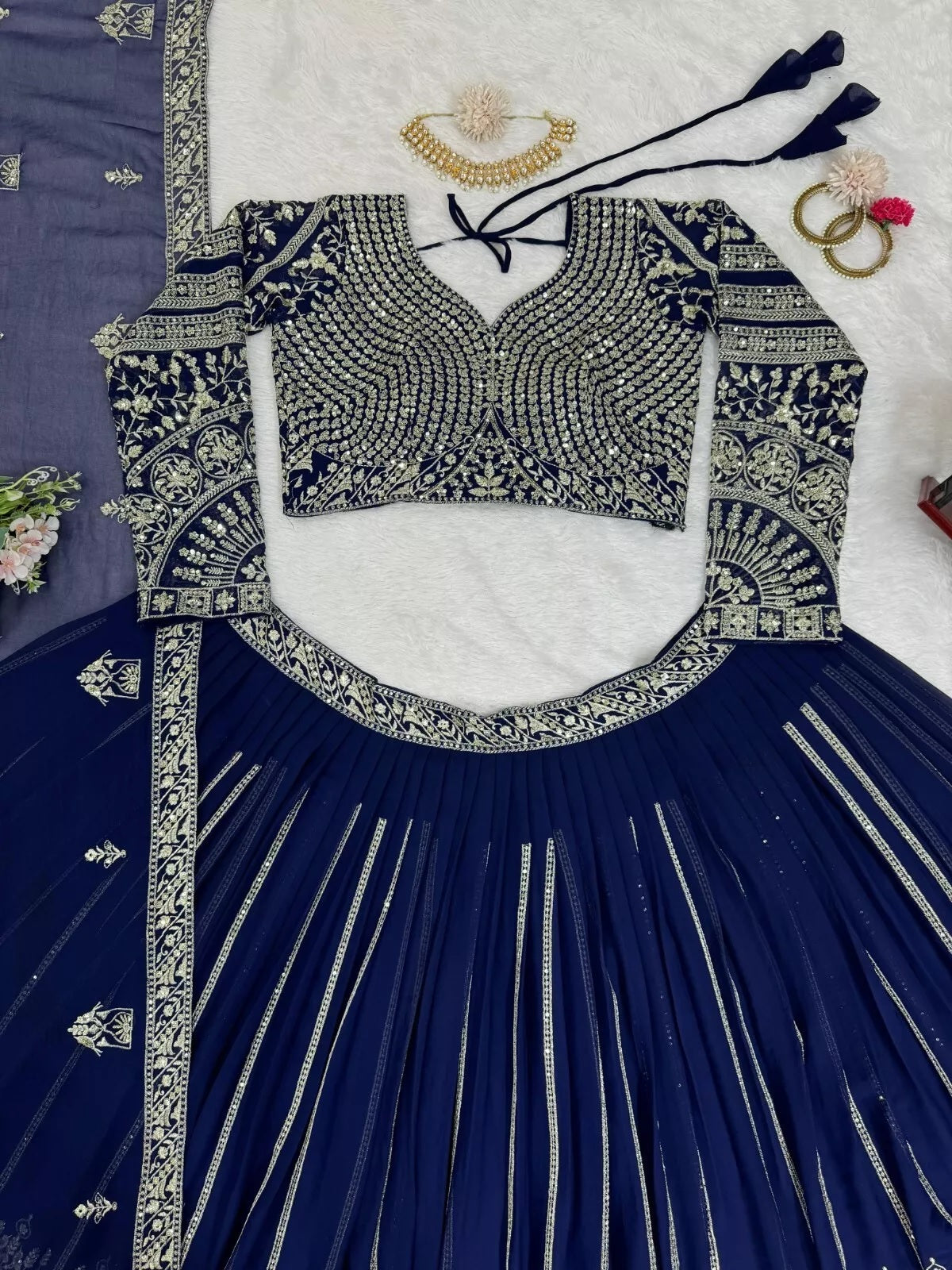 Designer Style Faux Georgette Lehenga Blouse & Dupatta