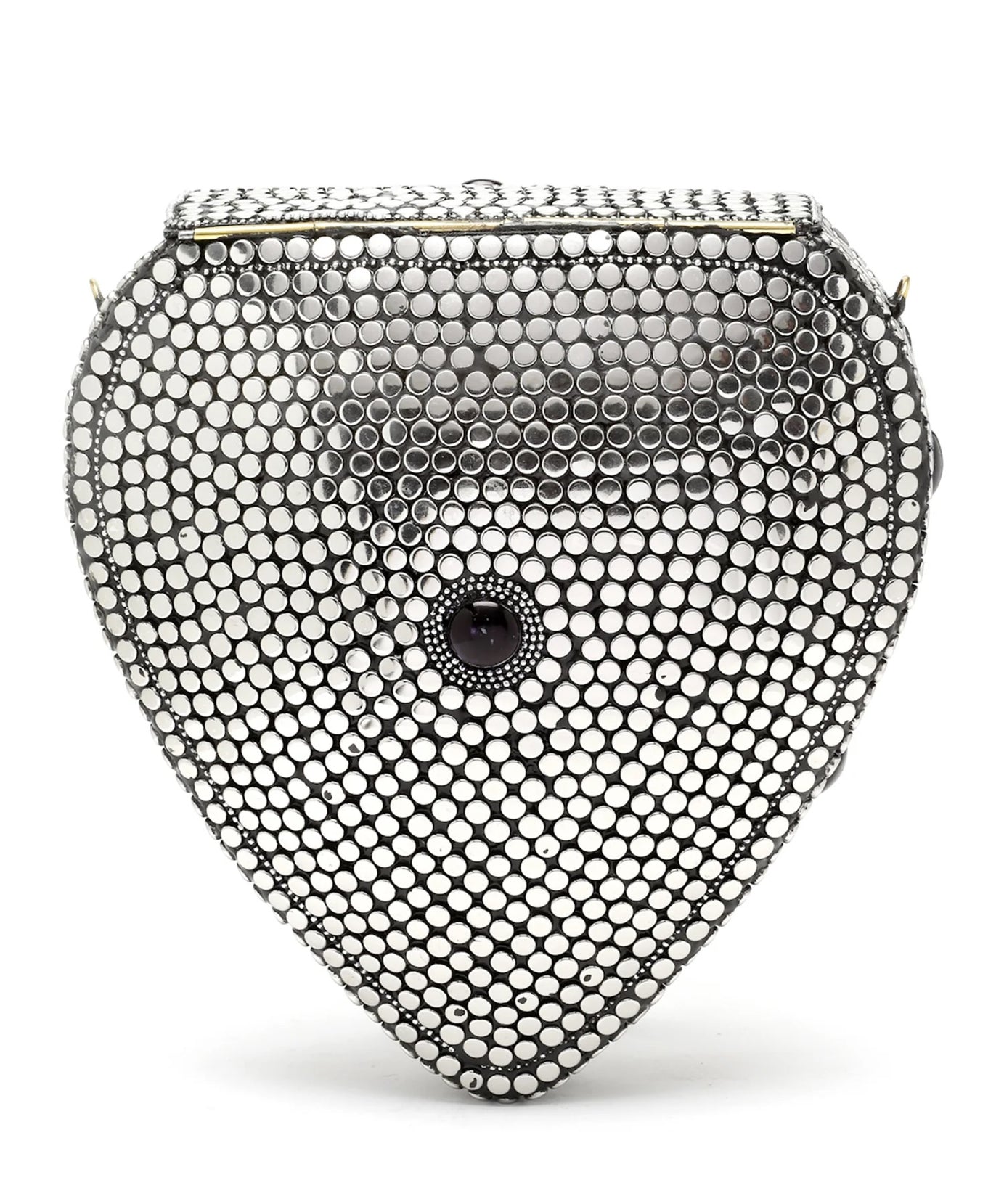 Mosaic Embellished Metal Box Clutch
