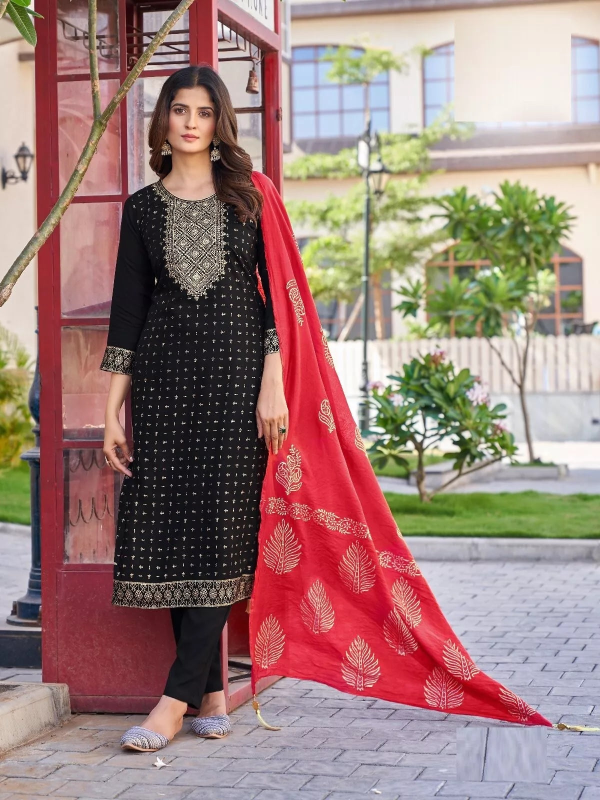 Bollywood Print With Embroidery Work Top Bottom & Dupatta