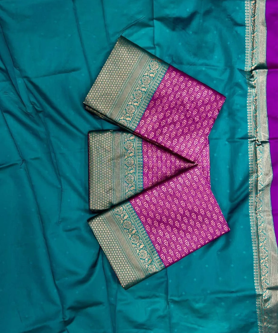 Soft Lichi Silk Saree With Blouse,Indian Party Wear Sari