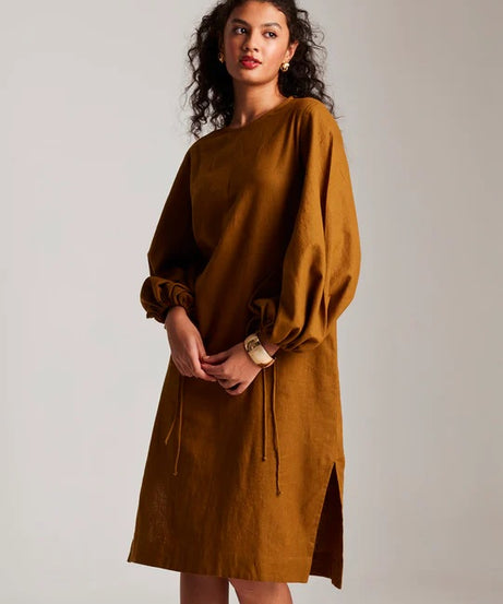 Co-Linen Balloon Sleeves Dress