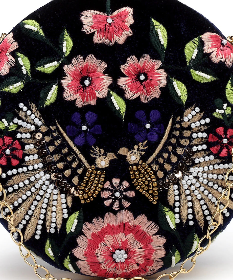 Embroidered Velvet Clutch