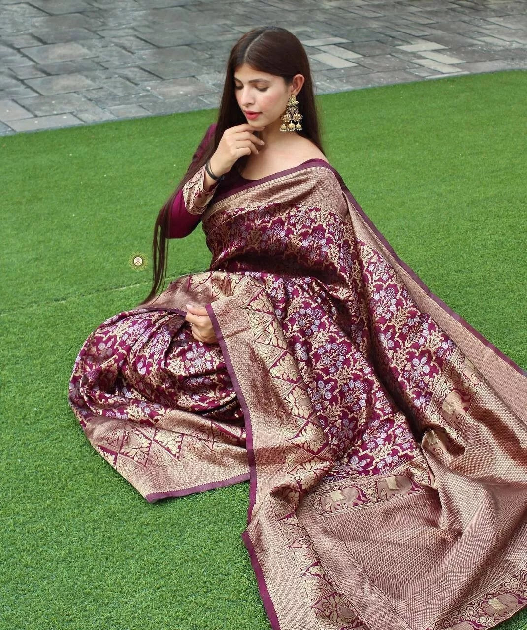 Designer Banarasi Soft Silk Saree & Blouse