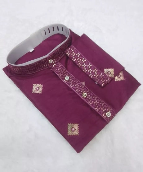 Ethnic Festival Classic Style Full Stitched Silk Men's Kurta & Pajama Set