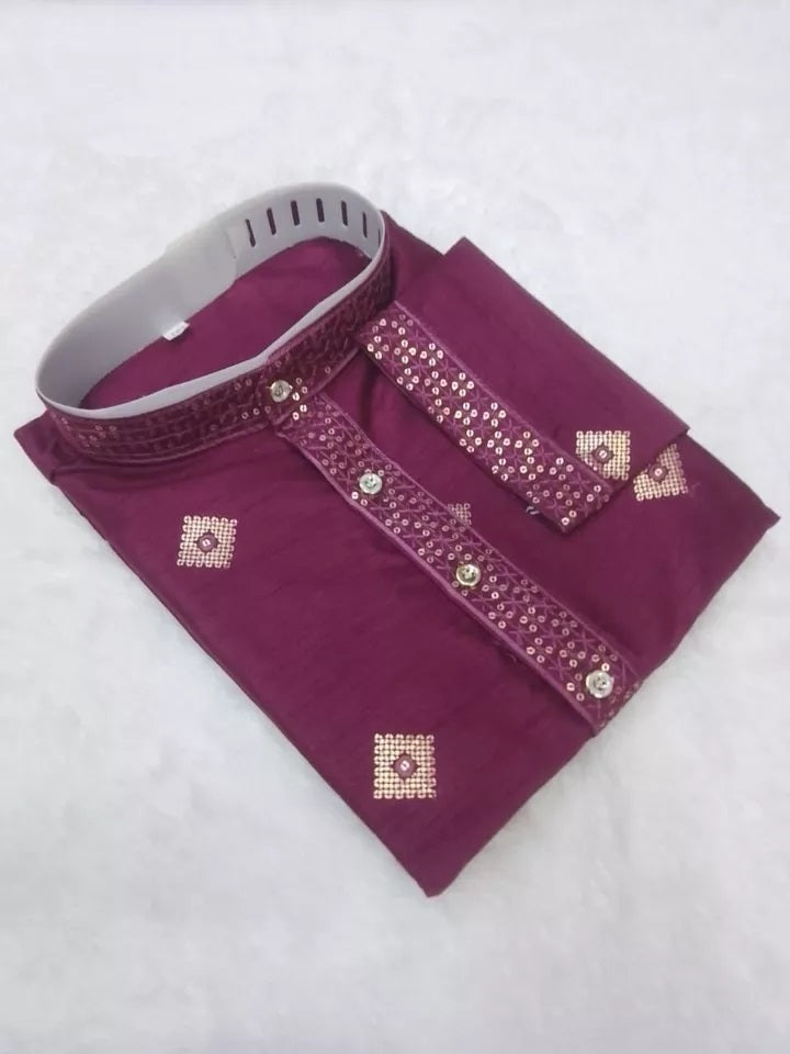 Ethnic Festival Classic Style Full Stitched Silk Men's Kurta & Pajama Set