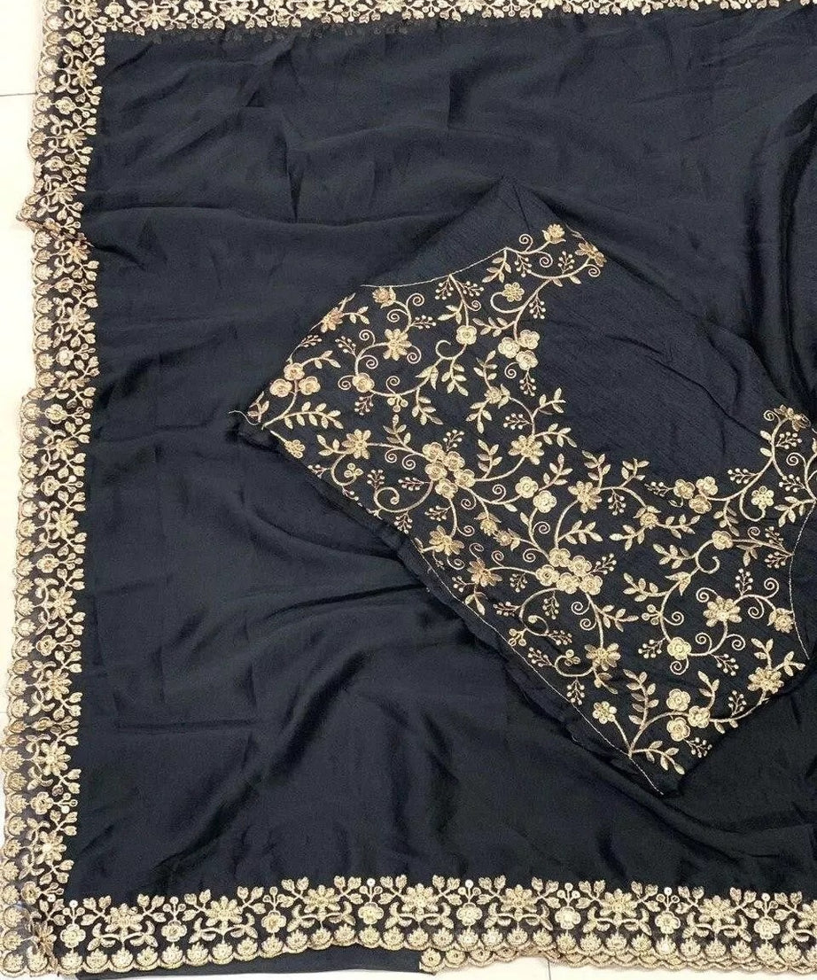Rangoli Silk With C-Pallu Embroidery Work Sari With Blouse