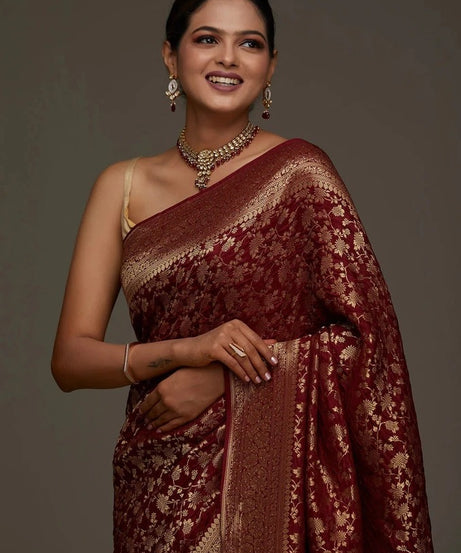 Traditional Wear Banarasi Soft Silk Saree , Designer Sari & Blouse