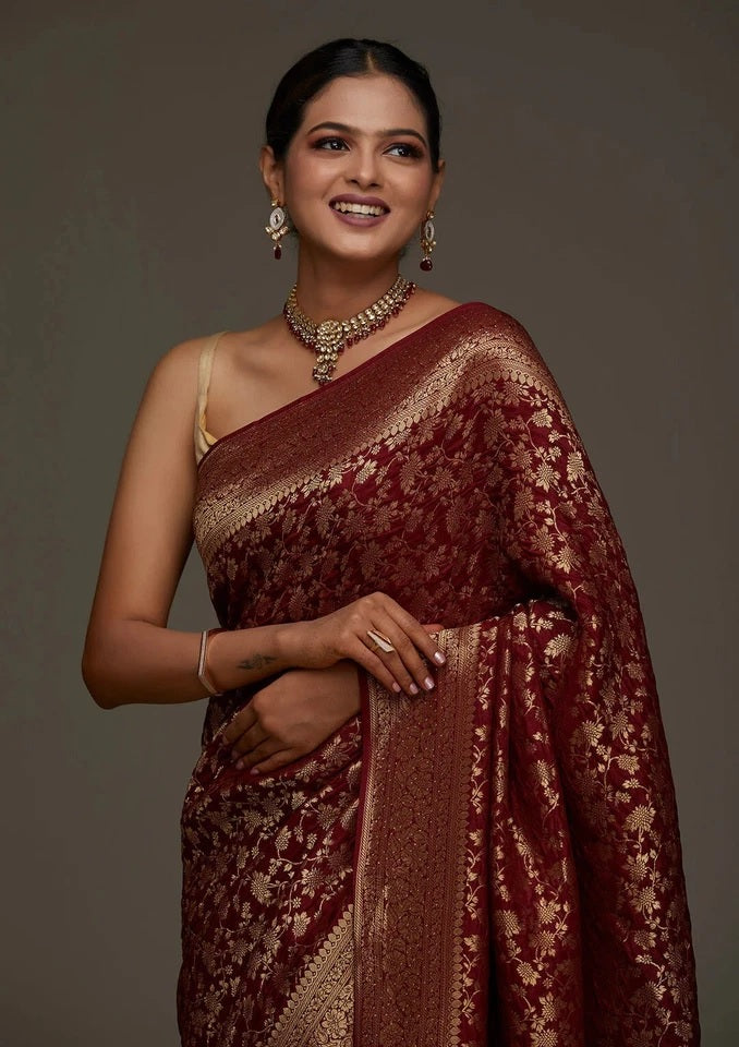 Traditional Wear Banarasi Soft Silk Saree , Designer Sari & Blouse