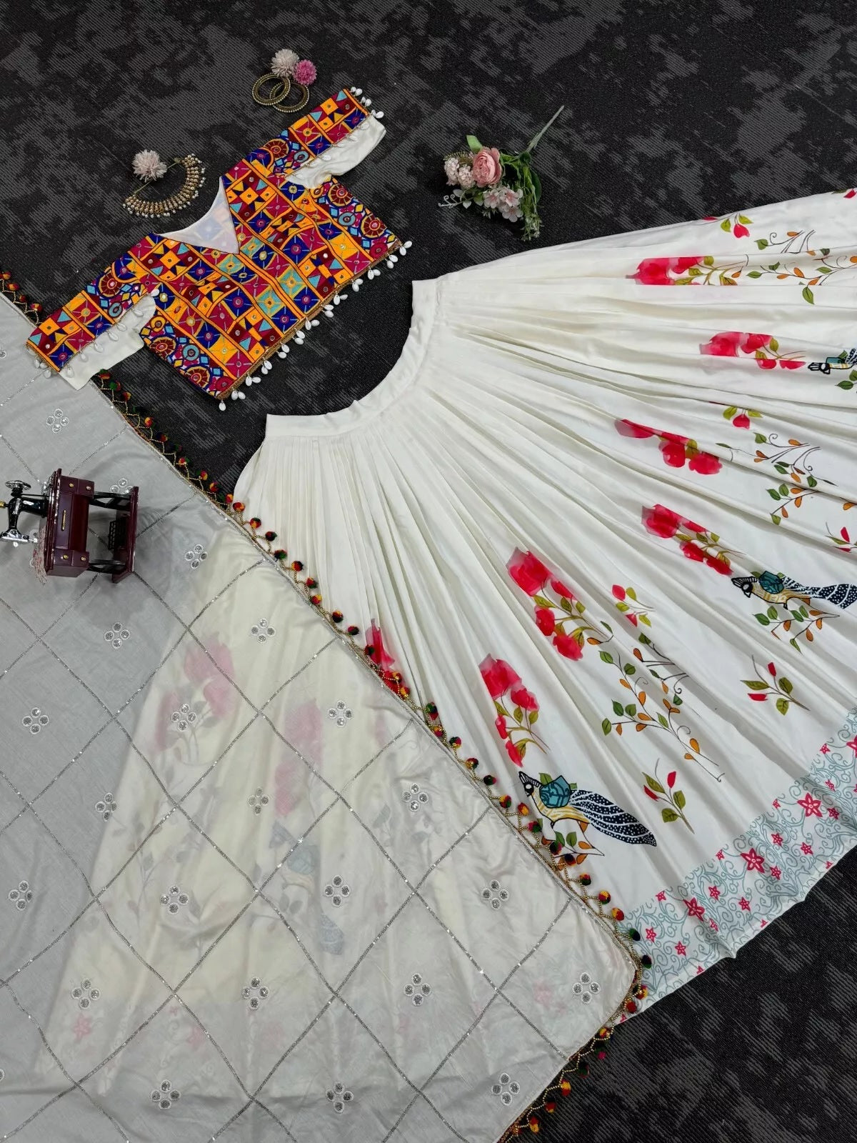 Rayon Digital Print Lehenga Blouse & Dupatta