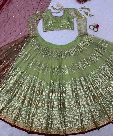 Indian Wedding Ethnic Net With Sequence Work  Lehenga Choli  & Blouse