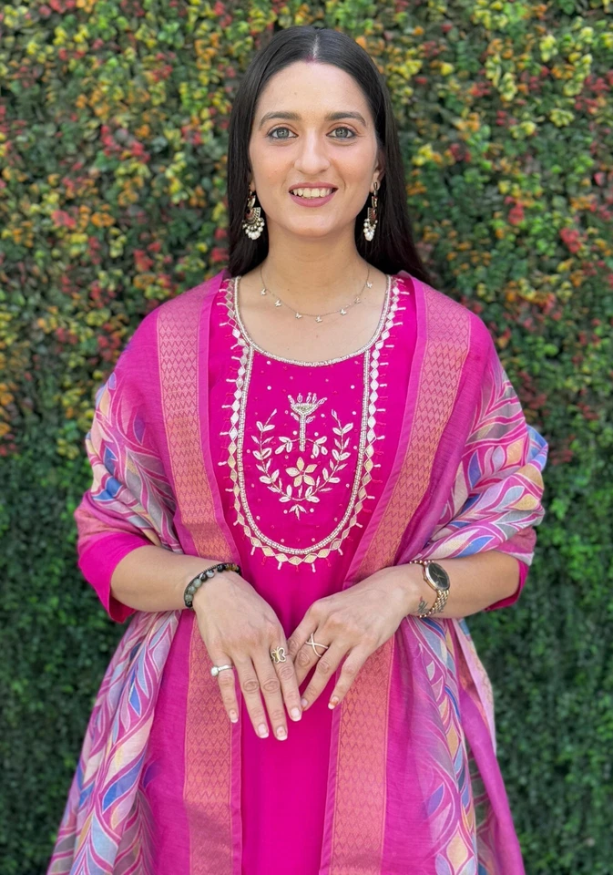Beautiful Premium Roman Silk Designer Full Stitched Top Pant & Dupatta Set 12-KR
