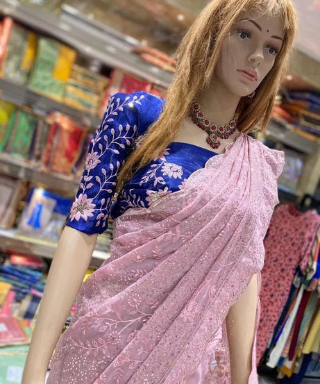 Traditional Classic Stylish Georgette Saree,Party Wedding Wear Sari Blouse