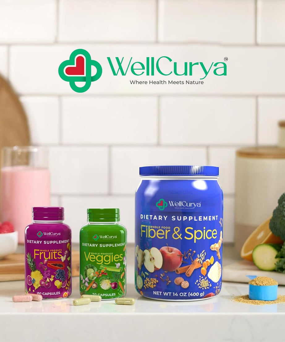 WELLCURYA Natural Fruits & Veggies Supplement – 90 Capsules for Daily Nutrition & Wellness