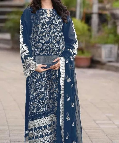 Georgette With Embroidery Work Pakistani Top Bottom With Dupatta