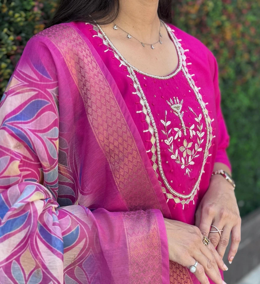 Beautiful Premium Roman Silk Designer Full Stitched Top Pant & Dupatta Set 12-KR