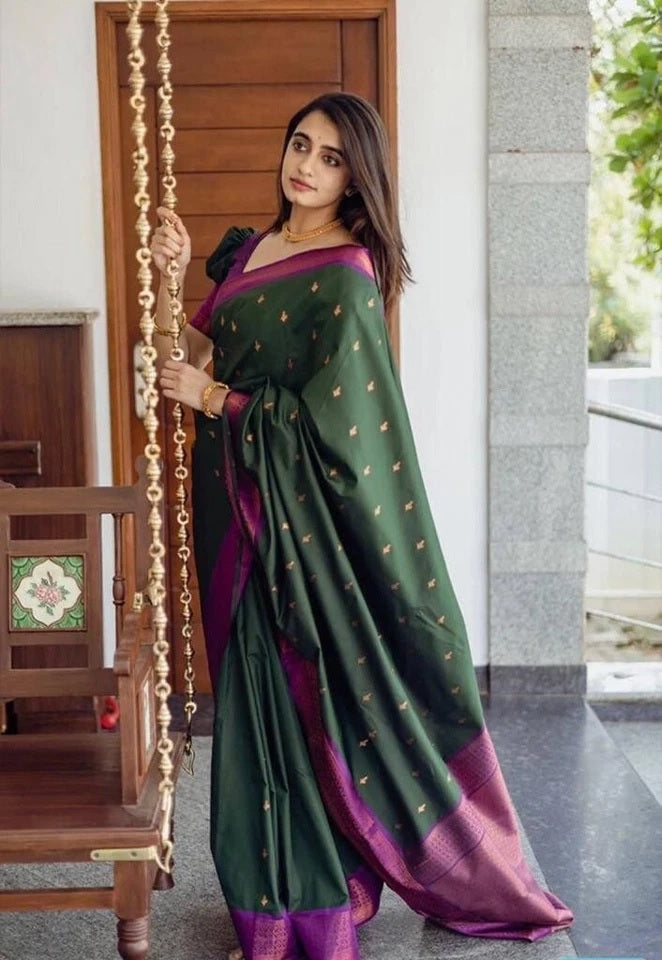 Banarasi Soft Silk Wedding Saree With Jacquard Border Blouse fancy Saree11-KT