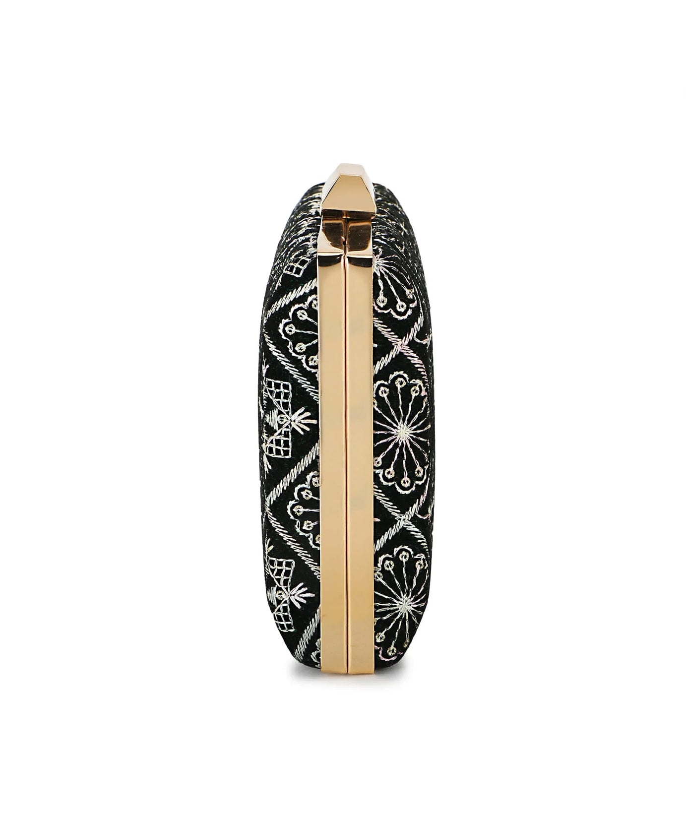 Hue Geometric Embroidered Velvet Clutch