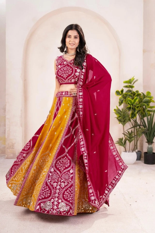 Function Premium Georgette Wedding Stitched Lehenga Blouse With Dupatta 15-MA