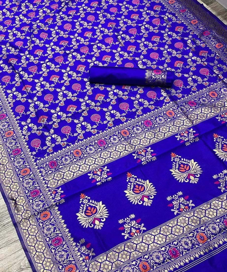 Women's Wedding Wear Banarsi Soft Silk Saree & Blouse