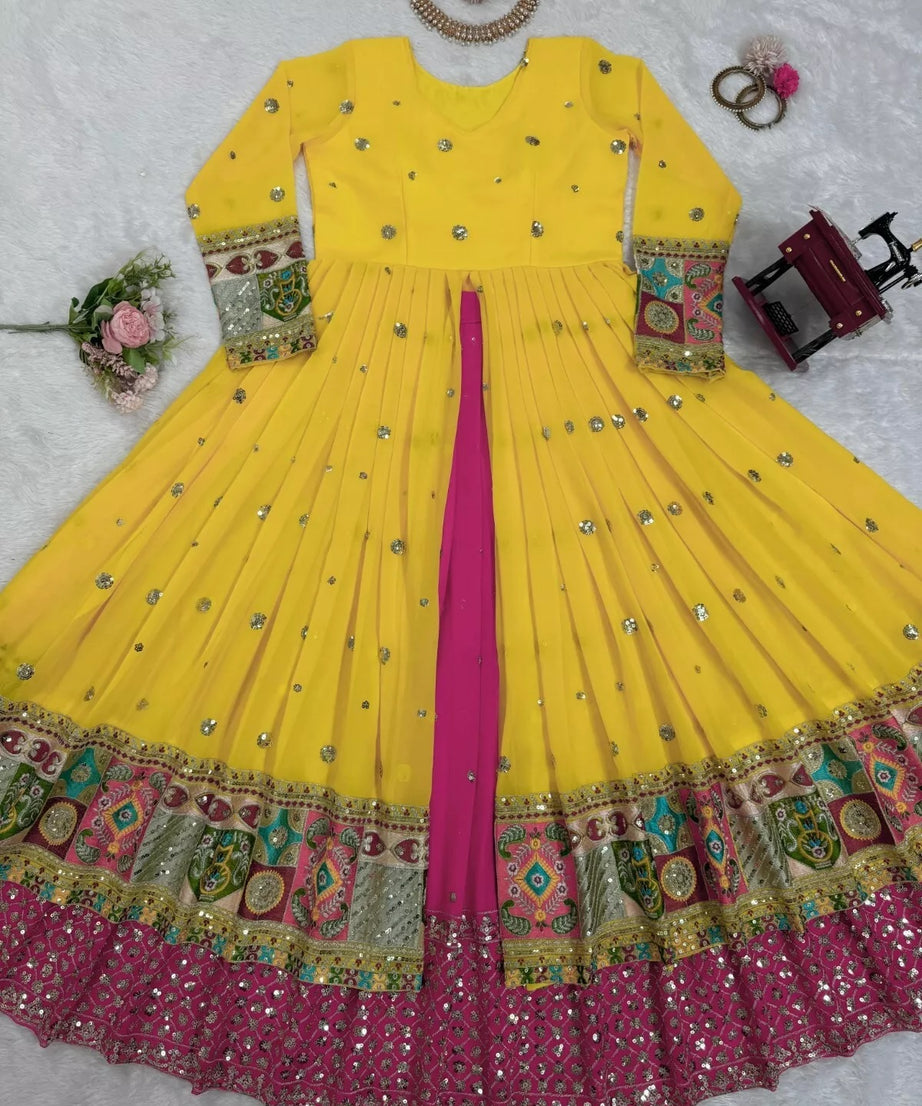 Faux Georgette With Sequence Work Top Lehenga & Dupatta Set