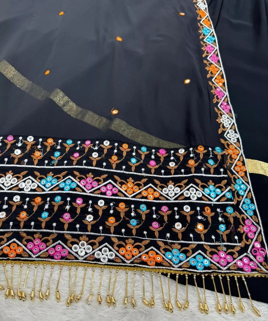 New Designer Festival Style Faux Georgette Lehenga Blouse Dupatta