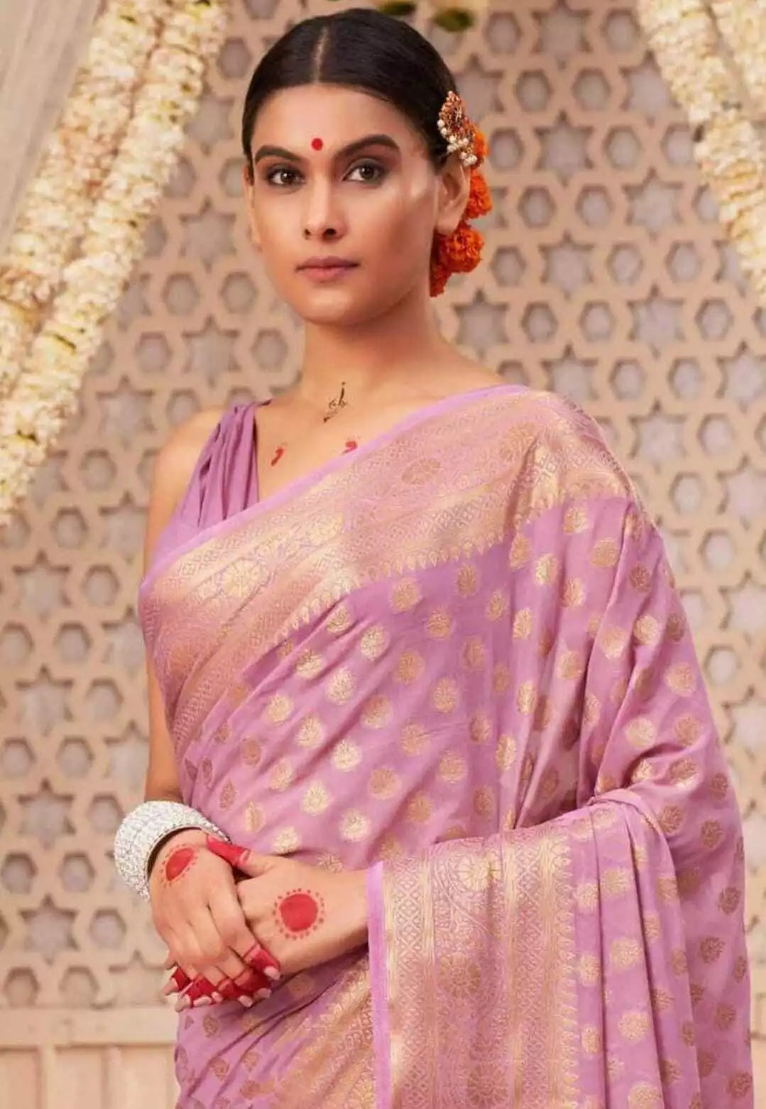 Banarasi Soft Silk Saree With Blouse For Women's