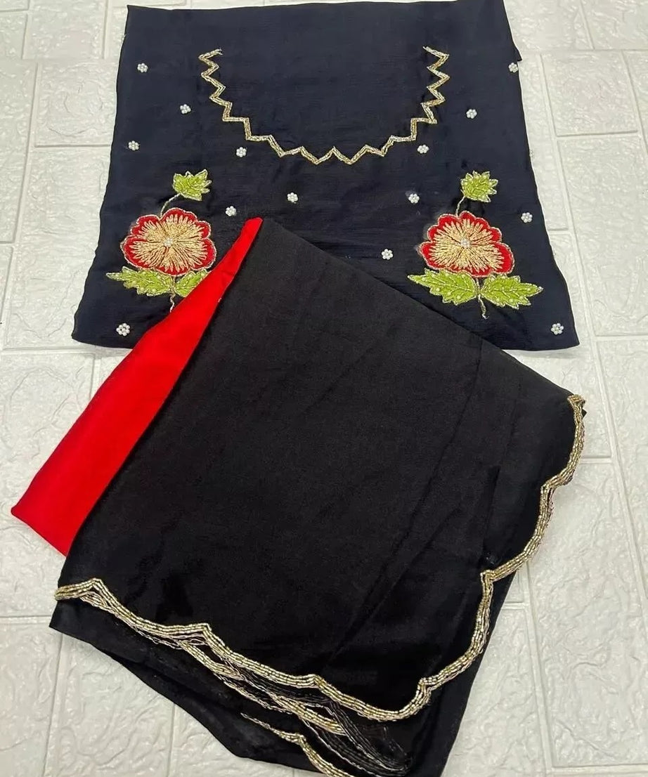 Latest Style Georgette Saree, Wedding Bollywood Sari & Blouse